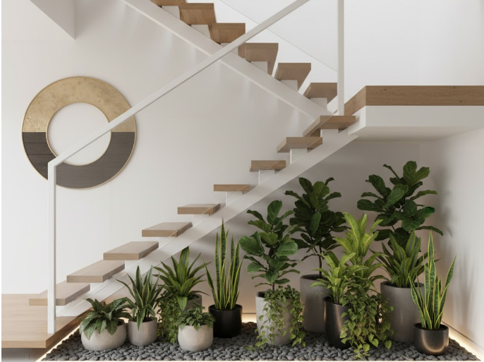 تنسيق حدائق تحت الدرج