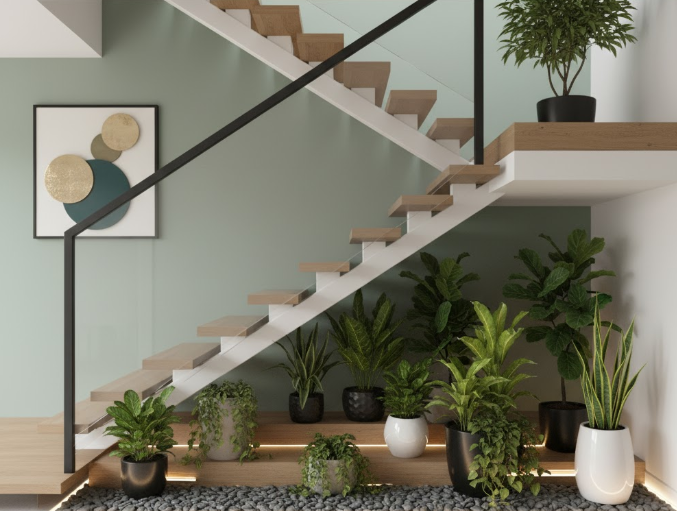 تنسيق حدائق تحت الدرج