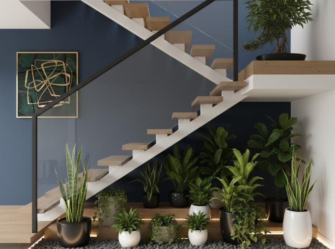 تنسيق حدائق تحت الدرج